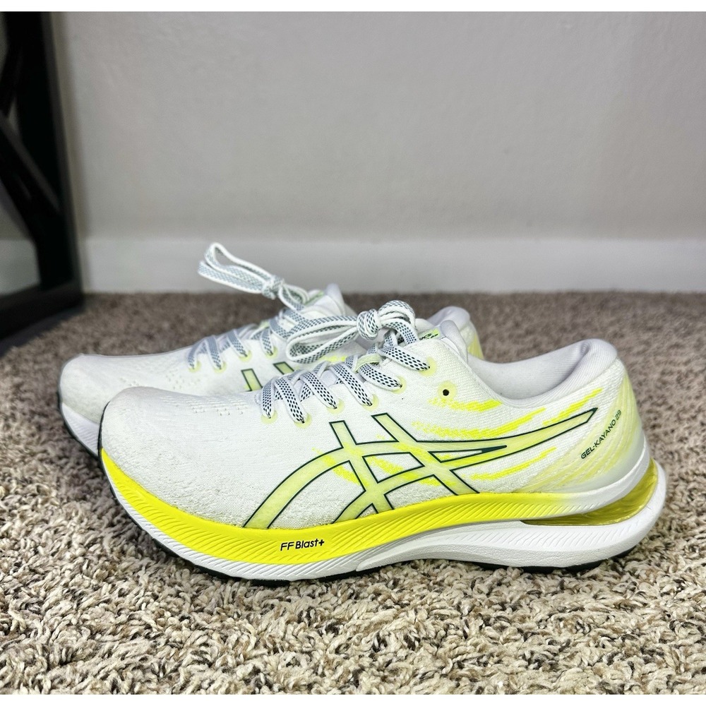 Asics White and Neon Yellow Women's Running Shoes